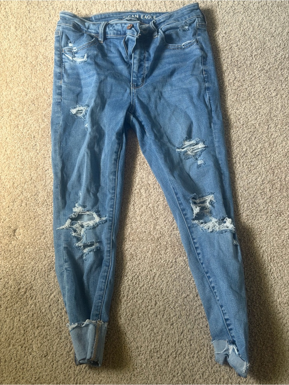 American Eagle Outfitters Light Blue Ripped Skinny Jeans